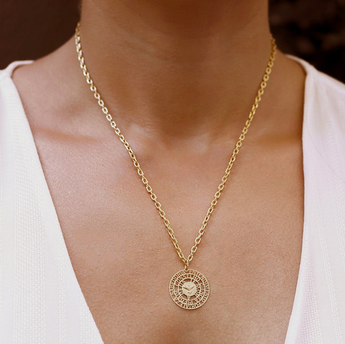 Pingente Mandala Divino Em Ouro 18k Com Diamante 22mm
