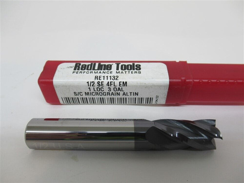 Redline Tools Re11132 , 1/2  Carbide Square End Mill Fyy