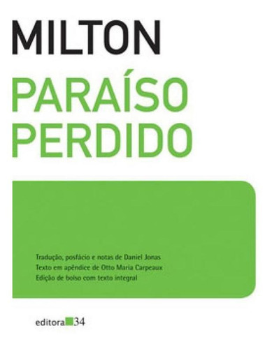 Paraíso Perdido (edição De Bolso Com Texto Integral), De Milton, John. Editora Editora 34, Capa Mole Em Português