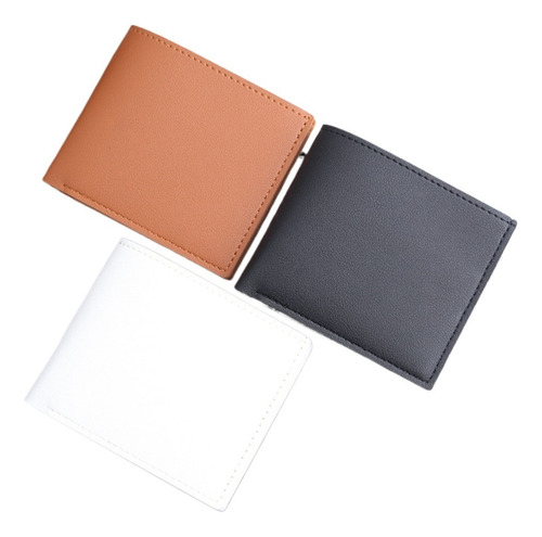 Cartera Corta De Cuero Pu For Hombre, Cartera Fina De Color