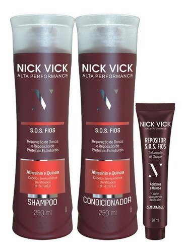 Kit S.o.s Fios Nick Vick Alta Performance 3 Itens