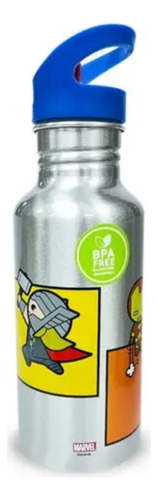 Botella Metalica Bombilla Marvel Kawaii 600ml Avengers
