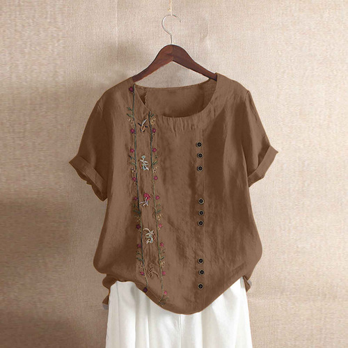 Tops M Para Mujer, Talla Extragrande, De Algodón Y Lino Con