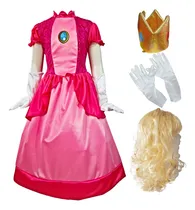 Comprar Disfraz Princesa Peach Mario Bross Vestido Niña Elegante Disfraz Princesa Melocoton