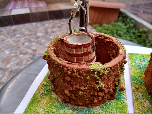 Pesebre Rustico Gde Troncos, Madera P/figuras 30cms Y Pozo (Usado)