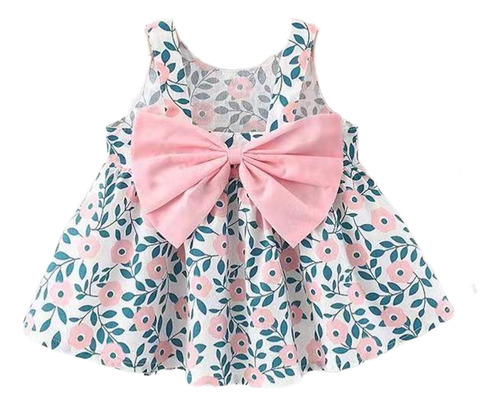 Vestidos Halter Princesa Con Lazo Estampado Para Niñas