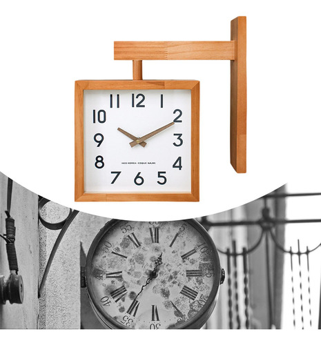 Reloj Colgante De Doble Cara, Reloj De Color Madera Oscura