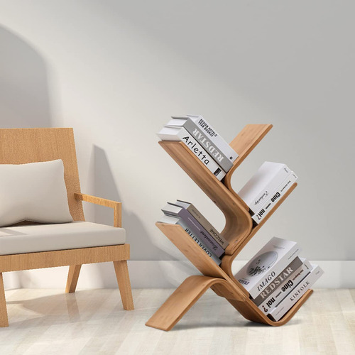 Na 4-tier Bamboo Tree Modern Bookshelf, Creative Curved Sta.