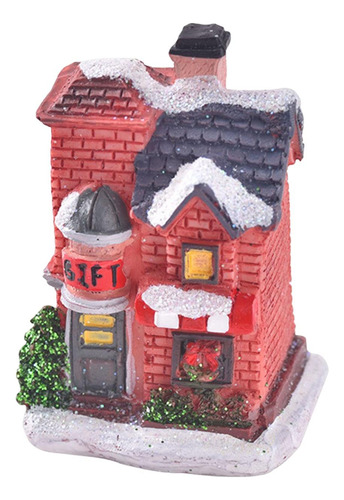 3 Uds Mini Casa Iluminada Estatua Ornamento Luz Miniatura