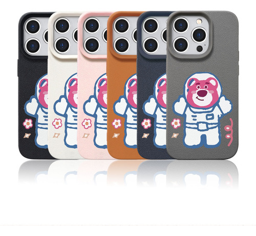 Funda Para Celular Oso Rosa Astronauta Dibujo Tierno Plateado Iphone Xr