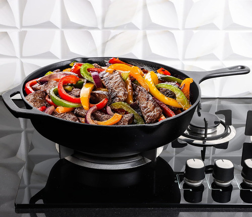 Sartén De Hierro Fundida Utopia Kitchen Pre Sazonada 12.5 In Black