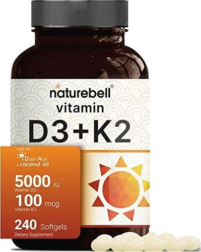 Vitamina (d3 5000iu) + K2 (100mcg) 240unid - Naturebell