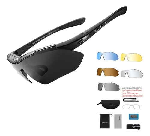 Oculos Rockbros Para Ciclista Bike Ciclismo Corrida Pesca Esporte Ao Ar Livre Kit 5 Lentes Polarizada Material Levissimo