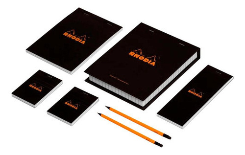 Kit Desenho Sketchbook Rhodia Essential Box 6 Peças Black