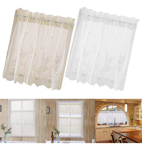 2pcs Media Cortina Cenefa De Ventana Corta Para Cubrir La