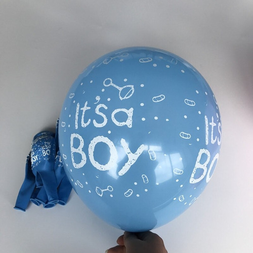 Globos Impresos Its A Boy Fiesta Bebe Baby Shower Niño 10pz Azul