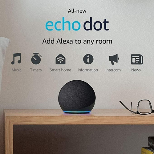 Amazon Echo Dot 4th Gen con asistente virtual Alexa charcoal 110V/240V