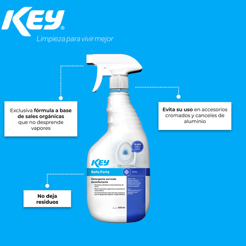 Key Limpiador Líquido Desinfectante Para Baños Forte 650ml
