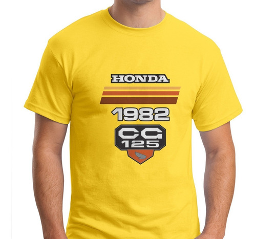 Camiseta Camisa Moto Honda Cg 125 1982 Amarela 100% Algodão