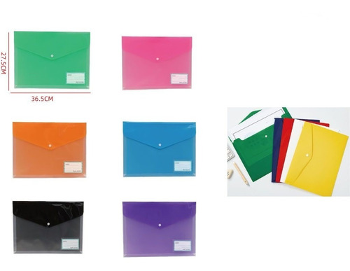 Pack De 12 Bolsa De Documentos  Colores Surtidos