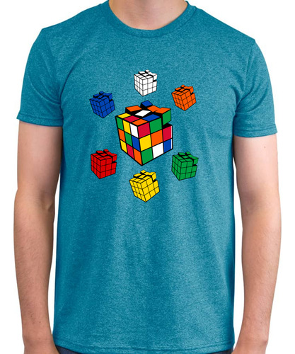 Playera Jaspeada Para Hombre Estampado Cubo Rubik 66