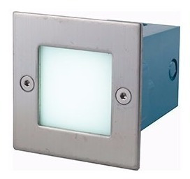 Imagen 2 de 8 de Pack 2 Spot Embutir Pared Escaleras Rectangular Led Marca: Candil Fan Ep10005 Luz Calida/fria Acero Inoxidable