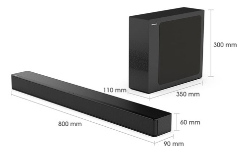 Soundbar Hisense Hs2100 240w 2.1 Subwoofer Inalámbrico