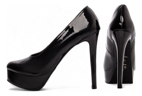 Scarpin Meia Pata Salto Alto Fino Numero Grande Preto