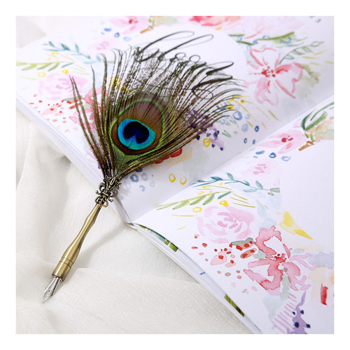 Dip Pen Caligrafía Pluma Pavo Real Pluma Pluma Pluma
