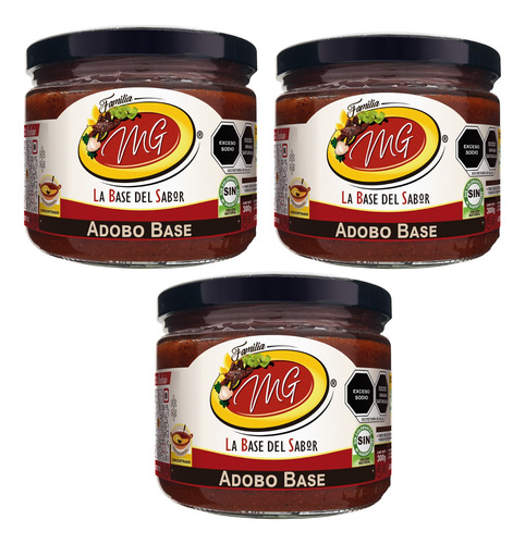 3pack Adobo Base Artesanal Gourmet 100% Natural Salsa Mg