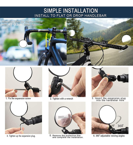 2 Espejos Retrovisores Para Manillar De Bicicleta, Espejos