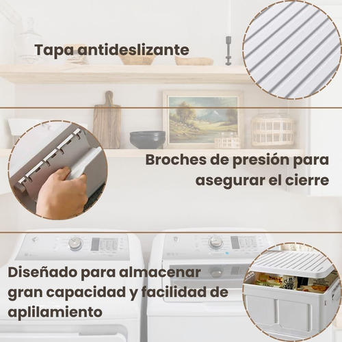 Juego De 3 Cajas De Almacenamiento Apilables Con Tapa