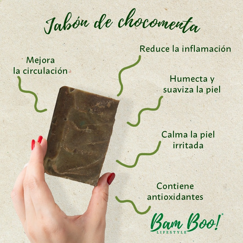 Jabón Artesanal De Chocomenta 100g Bam Boo Lifestyle