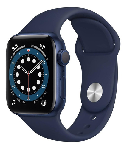 Imagen 1 de 8 de Apple Watch Series 6 (GPS) - Caja de aluminio azul de 44 mm - Correa deportiva azul marino intenso