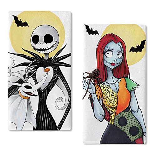 Toallas De Cocina Jack Y Sally De Halloween, Juego De 2...