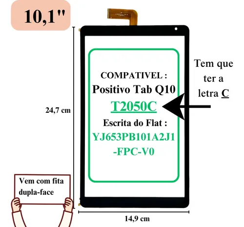 Touch Tablet Positivo Q10 T2050c - Flat Yj1653pb101a2j1-fpc