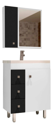 Mueble De Baño Con Bacha Y Espejo La Tentación Color De La Bacha Blanco Y Negro