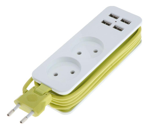 Eu Plug Extension Soquete Tomada Hub Strip 6 Portas Com 4