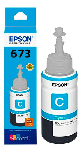 Botella Tinta Epson T673 L800 L805 L810 L850 L1800 Cyan 70ml