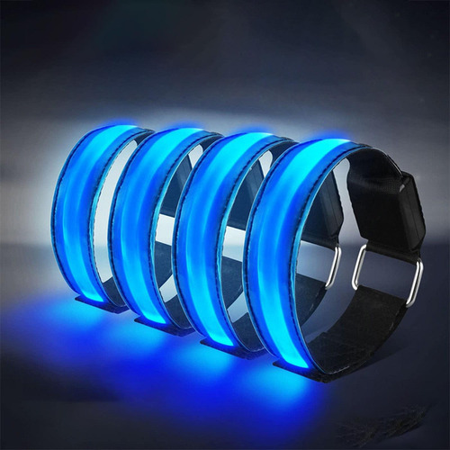 2x Brazaletes Led Recargables Por Usb Brazalete De Alta Azul