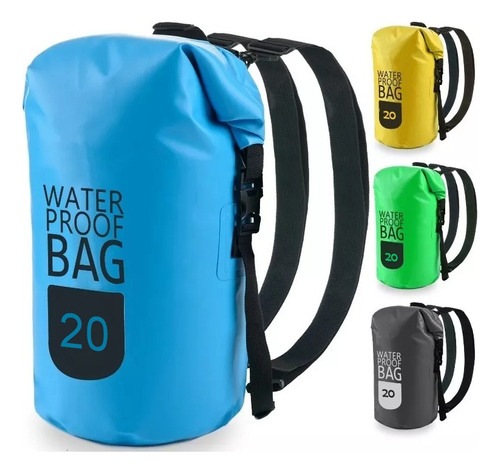 Bolsa Seca Tula Mochila Impermeable Camping 20l Doble Correa