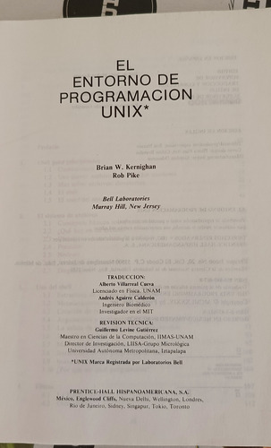 Libro Entorno De Programacion Unix Brian W. Kernighan Rob P.