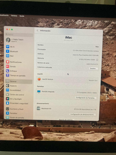 iMac 21.7 2017 1tb 8 Gb Ram (Usado)
