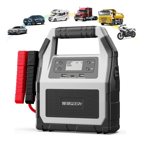 Arrancador Automático Portátil Con Batería 6000a, 12 V/24 V,