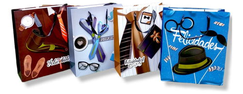 Pack 12 Bolsas Papel Grandes Varón Hombre Vestuario Regalos 