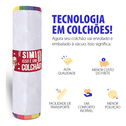 Cama Box com Colchão Viúva D33 a Vácuo Ortopédico Rainbow 128x188cm BF Colchões