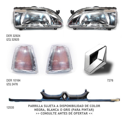 Kit Renault 19 Opticas + Parrilla + Faro Giro + Insignia