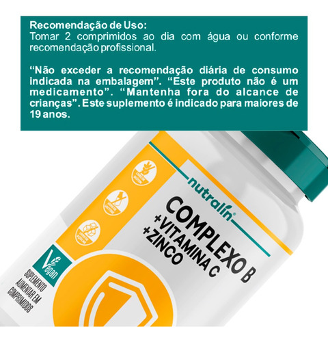 Complexo B Nutralín Com Vitamina C E Zinco 60 Comp.