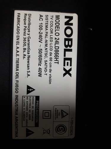 Pantalla Display Tv Noblex 24ld866ht Con Retroiluminacion (Usado)