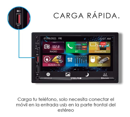 Autoestereo Pantalla 7 Android Bt Usb 12 Rca - Steelpro